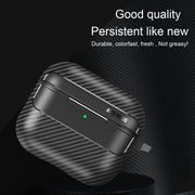 For AirPods 4 Carbon Fiber Texture Bluetooth Earphone Protective Case(Black)