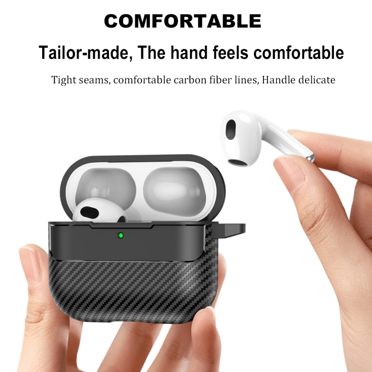 For AirPods 4 Carbon Fiber Texture Bluetooth Earphone Protective Case(Black)