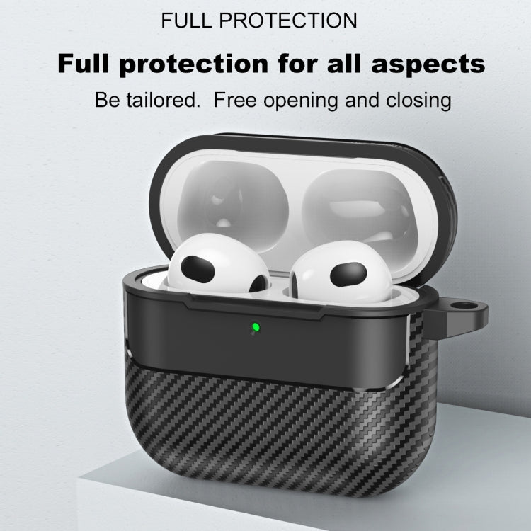 For AirPods 4 Carbon Fiber Texture Bluetooth Earphone Protective Case(Grey)