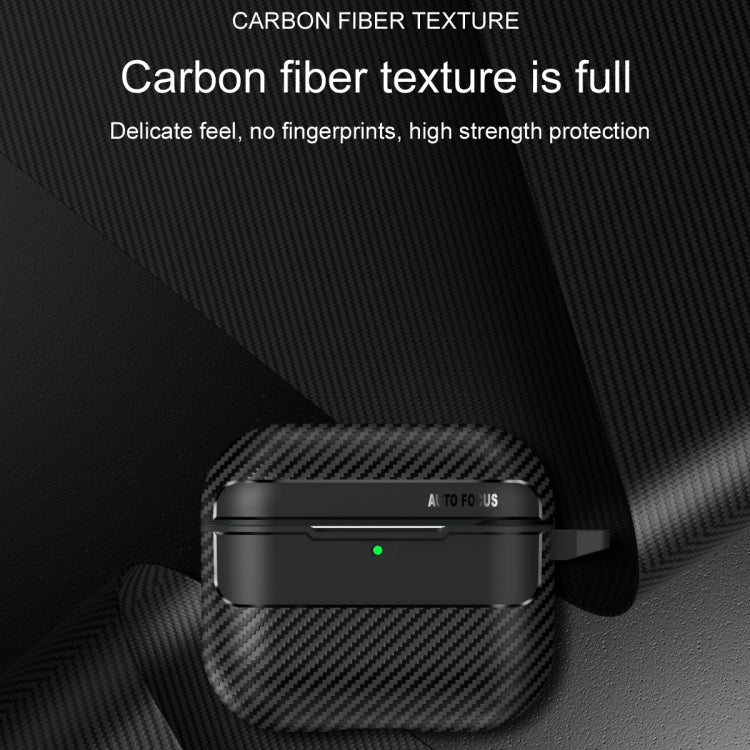 For AirPods 4 Carbon Fiber Texture Bluetooth Earphone Protective Case(Black)