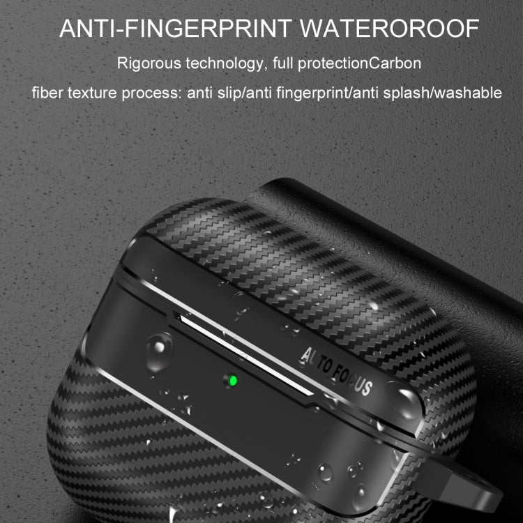 For AirPods 4 Carbon Fiber Texture Bluetooth Earphone Protective Case(Black)
