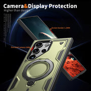 For Samsung Galaxy S25 Ultra 5G PC Hybrid TPU Armor MagSafe Ring Holder Phone Case(Olive Green)