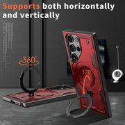 For Samsung Galaxy S25 Ultra 5G PC Hybrid TPU Armor MagSafe Ring Holder Phone Case(Red)