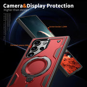 For Samsung Galaxy S25 Ultra 5G PC Hybrid TPU Armor MagSafe Ring Holder Phone Case(Red)