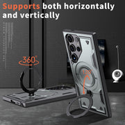 For Samsung Galaxy S25 Ultra 5G PC Hybrid TPU Armor MagSafe Ring Holder Phone Case(Grey)