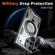 For Samsung Galaxy S25 Ultra 5G PC Hybrid TPU Armor MagSafe Ring Holder Phone Case(Grey)