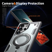 For Samsung Galaxy S25 Ultra 5G PC Hybrid TPU Armor MagSafe Ring Holder Phone Case(Grey)
