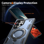 For Samsung Galaxy S25 Ultra 5G PC Hybrid TPU Armor MagSafe Ring Holder Phone Case(Blue)