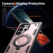 For Samsung Galaxy S25 Ultra 5G PC Hybrid TPU Armor MagSafe Ring Holder Phone Case(Rose Gold)