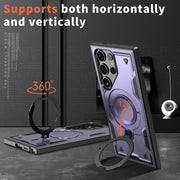 For Samsung Galaxy S25 Ultra 5G PC Hybrid TPU Armor MagSafe Ring Holder Phone Case(Purple)