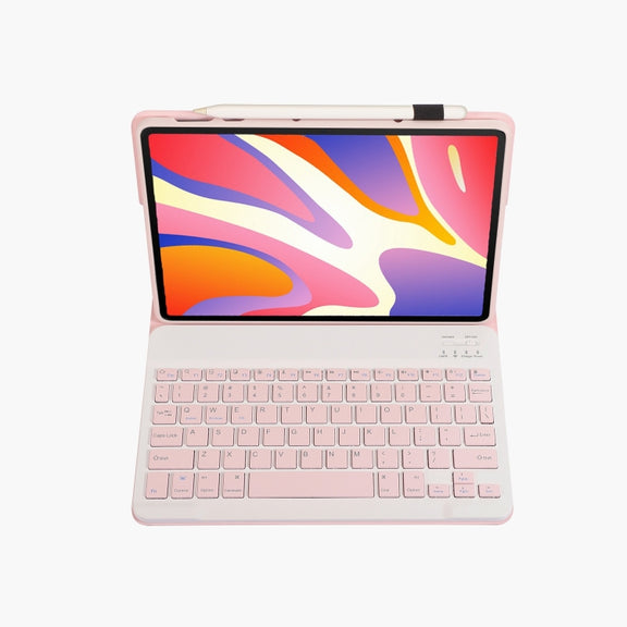For Huawei MatePad SE 11 2024 AH21 Ultra-thin Detachable Bluetooth Keyboard Leather Tablet Case(Pink White)
