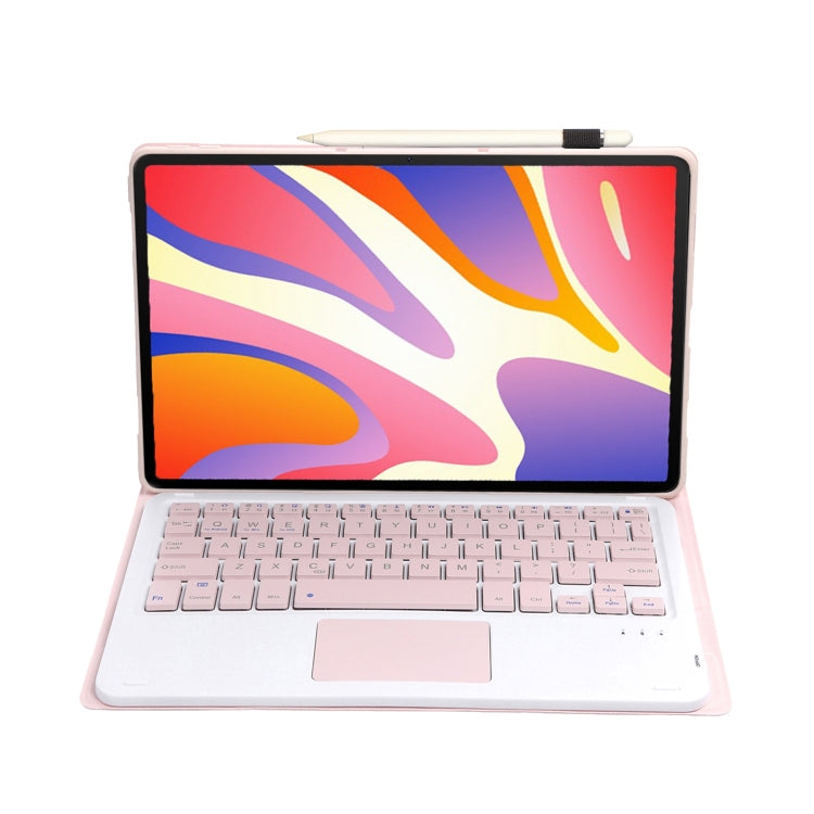 For Huawei MatePad SE 11 2024 AH21-A Ultra-thin Detachable Bluetooth Keyboard Leather Tablet Case with Touchpad(Pink White)