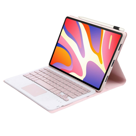 For Huawei MatePad SE 11 2024 AH21-A Ultra-thin Detachable Bluetooth Keyboard Leather Tablet Case with Touchpad(Pink White)