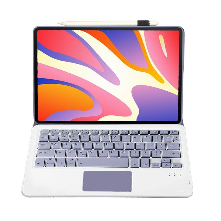 For Huawei MatePad SE 11 2024 AH21-A Ultra-thin Detachable Bluetooth Keyboard Leather Tablet Case with Touchpad(Lavender White)