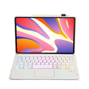 For Huawei MatePad SE 11 2024 AH21-AS Ultra-thin Detachable Backlight Bluetooth Keyboard Leather Tablet Case with Touchpad(Pink White)