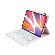For Huawei MatePad SE 11 2024 AH21-AS Ultra-thin Detachable Backlight Bluetooth Keyboard Leather Tablet Case with Touchpad(Pink White)