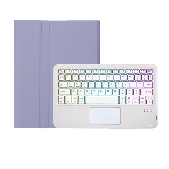 For Huawei MatePad SE 11 2024 AH21-AS Ultra-thin Detachable Backlight Bluetooth Keyboard Leather Tablet Case with Touchpad(Lavender White)