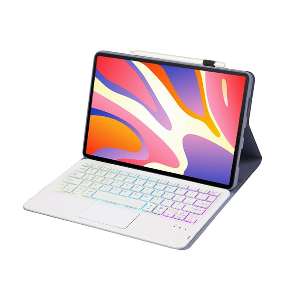 For Huawei MatePad SE 11 2024 AH21-AS Ultra-thin Detachable Backlight Bluetooth Keyboard Leather Tablet Case with Touchpad(Lavender White)