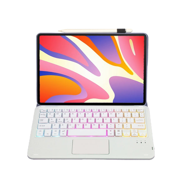 For Huawei MatePad SE 11 2024 AH21-AS Ultra-thin Detachable Backlight Bluetooth Keyboard Leather Tablet Case with Touchpad(Lavender White)