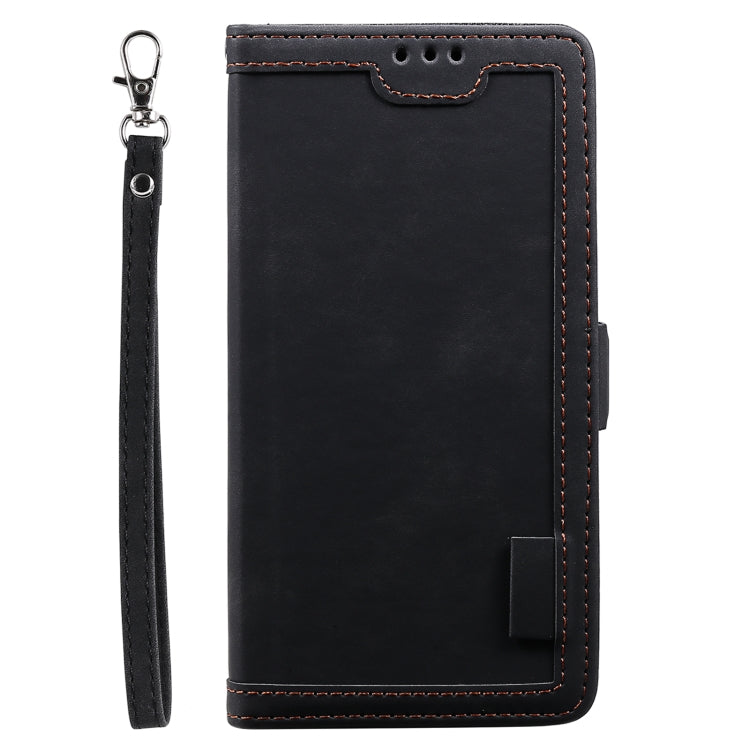 For Samsung Galaxy S25+ 5G Retro Splicing Horizontal Flip Leather Phone Case(Black)