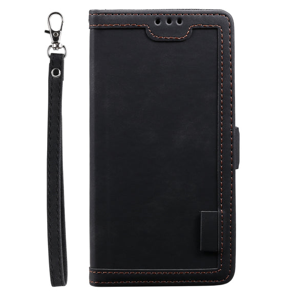 For Samsung Galaxy S25+ 5G Retro Splicing Horizontal Flip Leather Phone Case(Black)