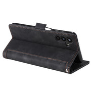 For Samsung Galaxy S25+ 5G Retro Splicing Horizontal Flip Leather Phone Case(Black)