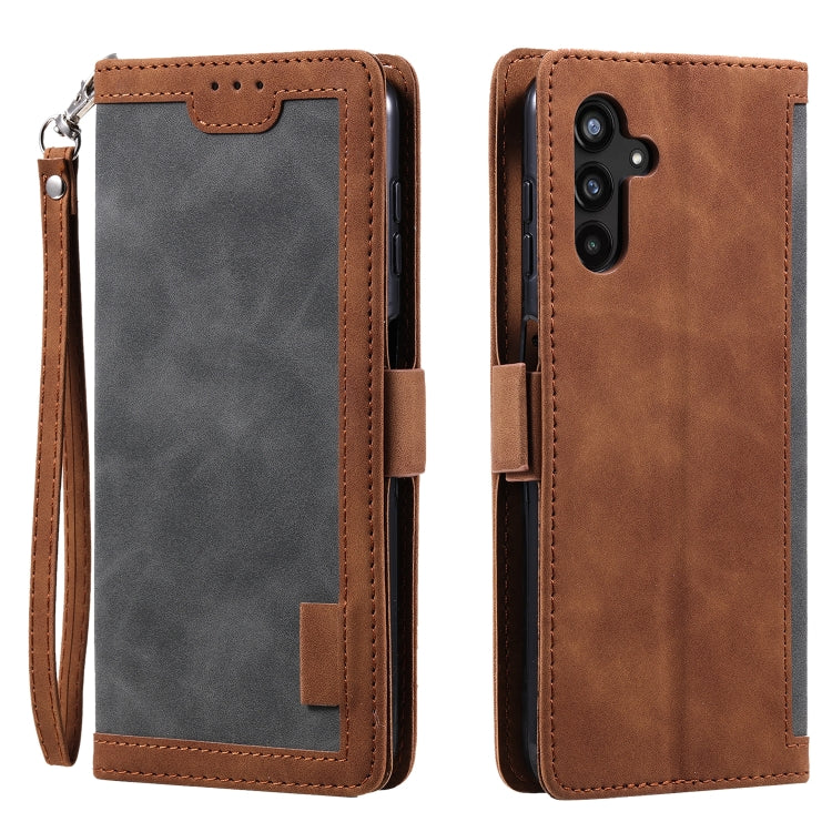 For Samsung Galaxy S25+ 5G Retro Splicing Horizontal Flip Leather Phone Case(Grey)