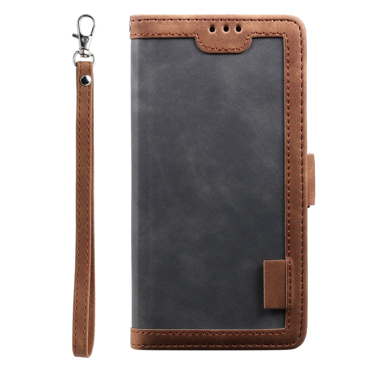For Samsung Galaxy S25+ 5G Retro Splicing Horizontal Flip Leather Phone Case(Grey)