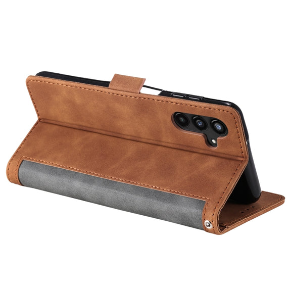 For Samsung Galaxy S25+ 5G Retro Splicing Horizontal Flip Leather Phone Case(Grey)