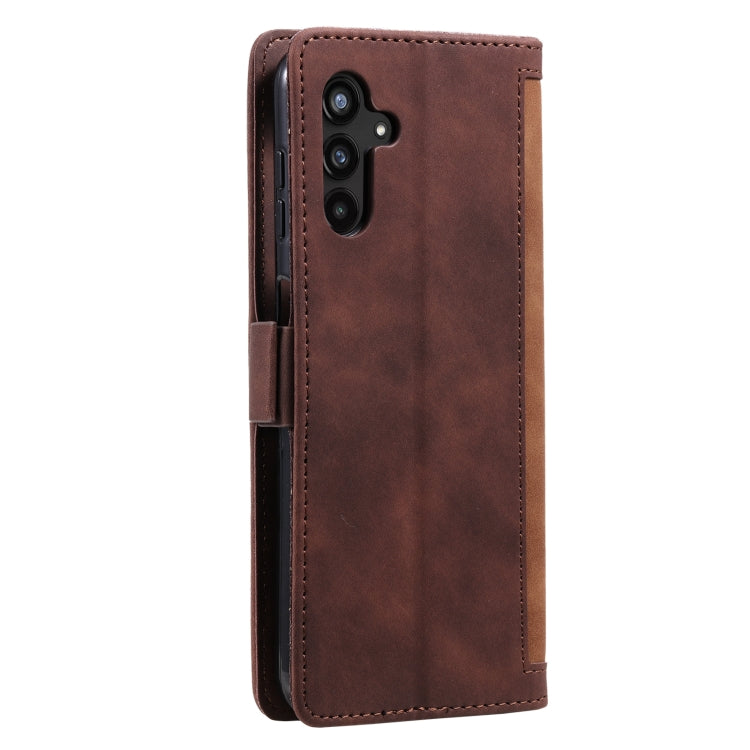 For Samsung Galaxy S25+ 5G Retro Splicing Horizontal Flip Leather Phone Case(Brown)