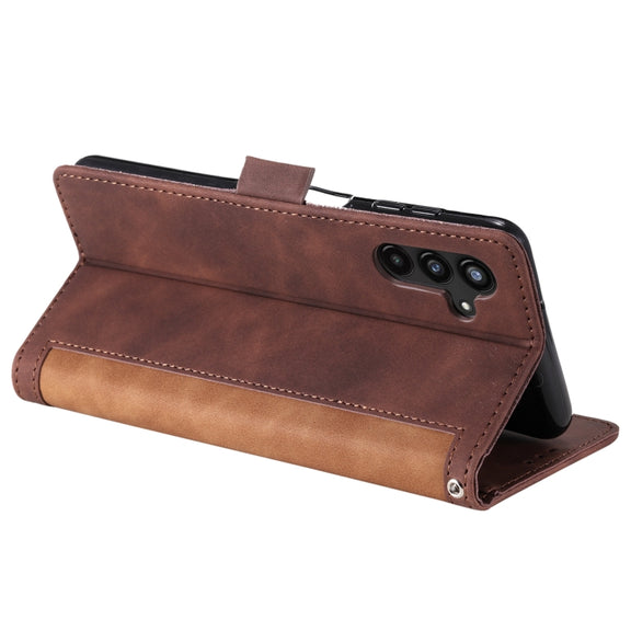 For Samsung Galaxy S25+ 5G Retro Splicing Horizontal Flip Leather Phone Case(Brown)