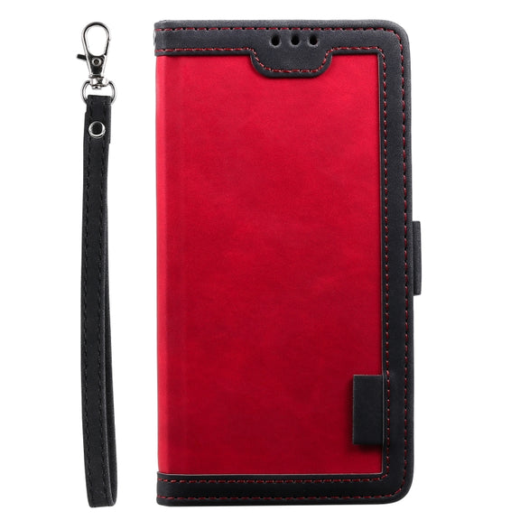 For Samsung Galaxy S25+ 5G Retro Splicing Horizontal Flip Leather Phone Case(Red)
