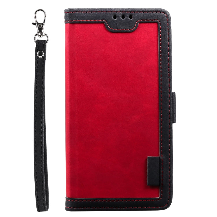 For Samsung Galaxy S25+ 5G Retro Splicing Horizontal Flip Leather Phone Case(Red)