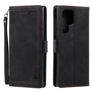 For Samsung Galaxy S25 Ultra 5G Retro Splicing Horizontal Flip Leather Phone Case(Black)