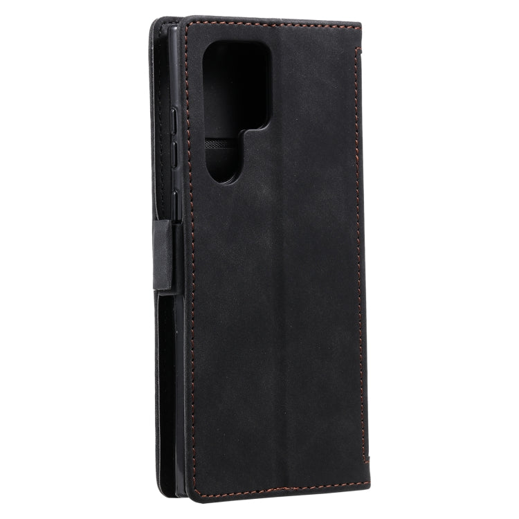 For Samsung Galaxy S25 Ultra 5G Retro Splicing Horizontal Flip Leather Phone Case(Black)