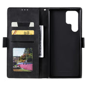 For Samsung Galaxy S25 Ultra 5G Retro Splicing Horizontal Flip Leather Phone Case(Black)