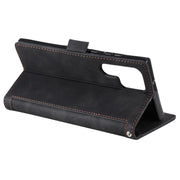 For Samsung Galaxy S25 Ultra 5G Retro Splicing Horizontal Flip Leather Phone Case(Black)