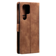 For Samsung Galaxy S25 Ultra 5G Retro Splicing Horizontal Flip Leather Phone Case(Grey)