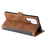 For Samsung Galaxy S25 Ultra 5G Retro Splicing Horizontal Flip Leather Phone Case(Grey)