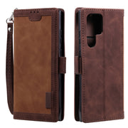 For Samsung Galaxy S25 Ultra 5G Retro Splicing Horizontal Flip Leather Phone Case(Brown)