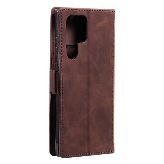 For Samsung Galaxy S25 Ultra 5G Retro Splicing Horizontal Flip Leather Phone Case(Brown)