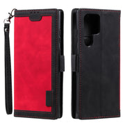 For Samsung Galaxy S25 Ultra 5G Retro Splicing Horizontal Flip Leather Phone Case(Red)