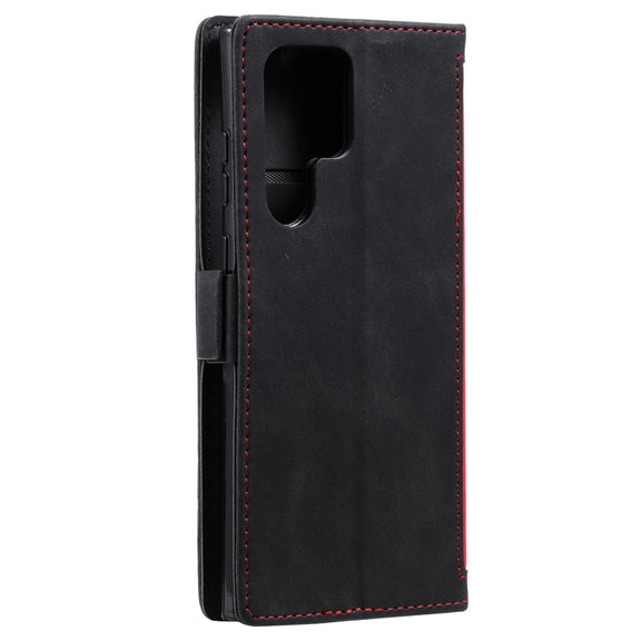 For Samsung Galaxy S25 Ultra 5G Retro Splicing Horizontal Flip Leather Phone Case(Red)