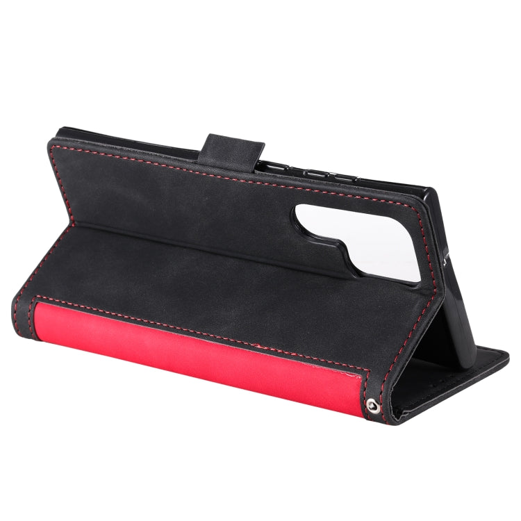 For Samsung Galaxy S25 Ultra 5G Retro Splicing Horizontal Flip Leather Phone Case(Red)