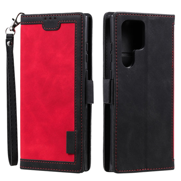 For Samsung Galaxy S25 Ultra 5G Retro Splicing Horizontal Flip Leather Phone Case(Red)
