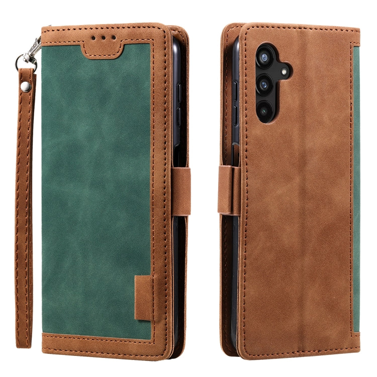 For Samsung Galaxy S25 5G Retro Splicing Horizontal Flip Leather Phone Case(Green)