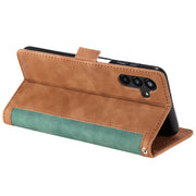 For Samsung Galaxy S25 5G Retro Splicing Horizontal Flip Leather Phone Case(Green)