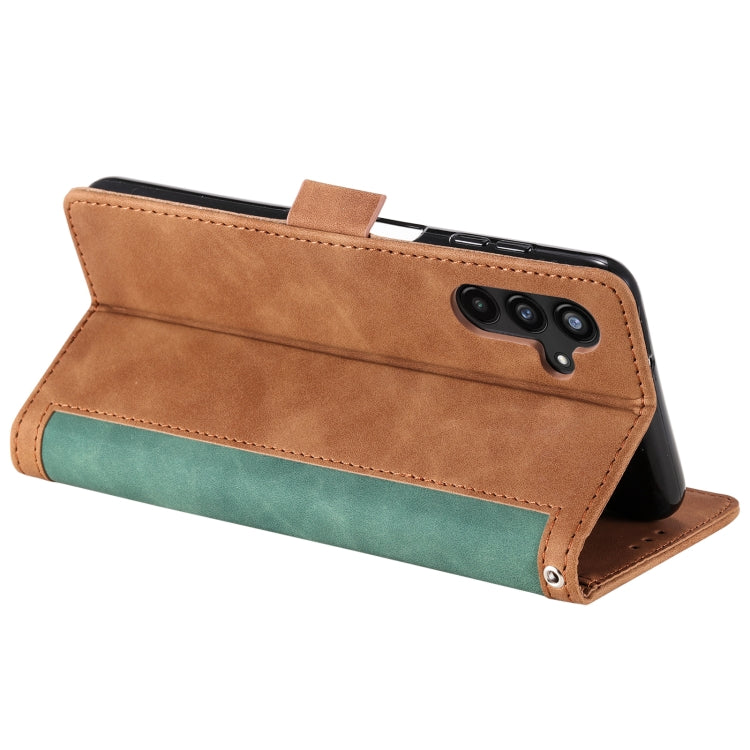 For Samsung Galaxy S25 5G Retro Splicing Horizontal Flip Leather Phone Case(Green)