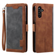 For Samsung Galaxy S25 5G Retro Splicing Horizontal Flip Leather Phone Case(Grey) - Galaxy S25 5G Cases by PMC TechLife | Online Shopping South Africa | PMC TechLife | Buy Now Pay Later Mobicred