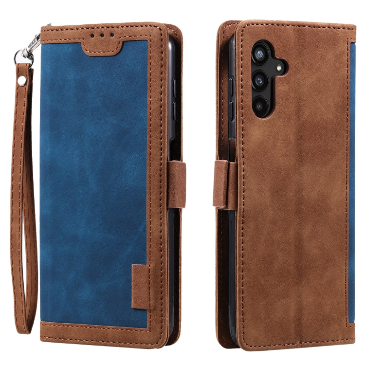 For Samsung Galaxy S25 5G Retro Splicing Horizontal Flip Leather Phone Case(Blue)